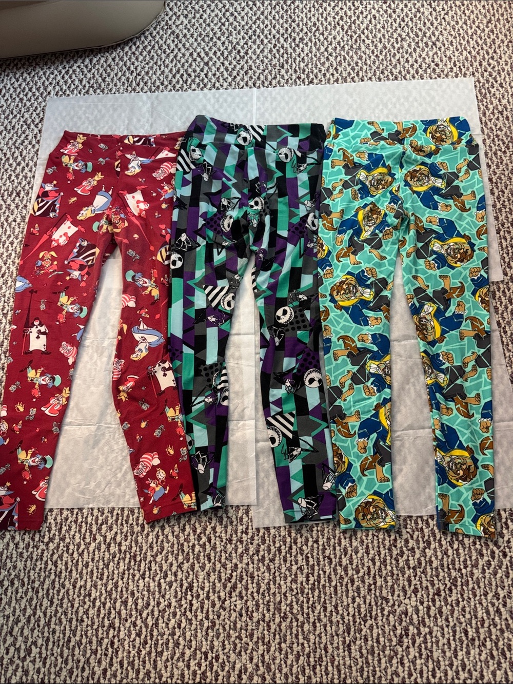 LuLaRoe Girls' Leggings - Red, Teal, Purple Geometric & Character Prints